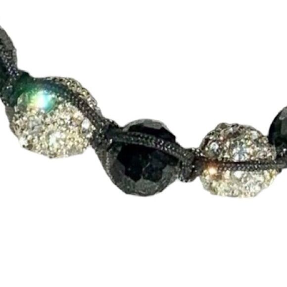 Faceted Crystal and black bead adjustable bracelet - Picture 5 of 5